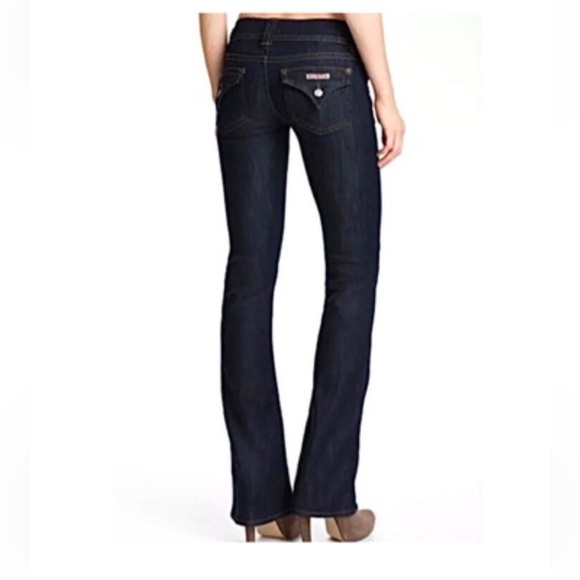 HUDSON Denim Stretch Cotton Flap Pocket Low Rise Flare Bootcut Blue Jeans Sz 24 - Picture 1 of 13